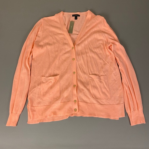 J. Crew Cardigan Sweater Women's  XL Pink Cotton Blend V-Neck Pockets New NWT - Picture 1 of 13